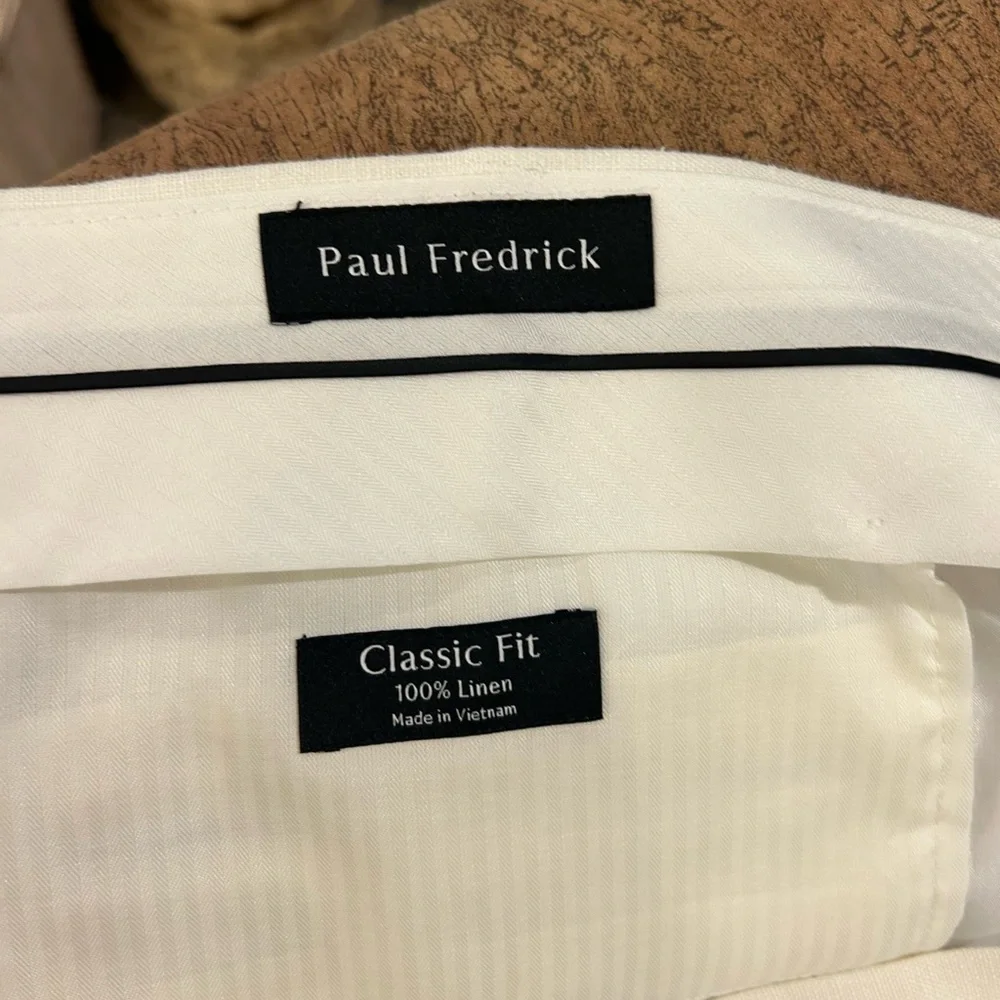 PAUL FREDRICK - men’s Ivory Linen Pants NWT